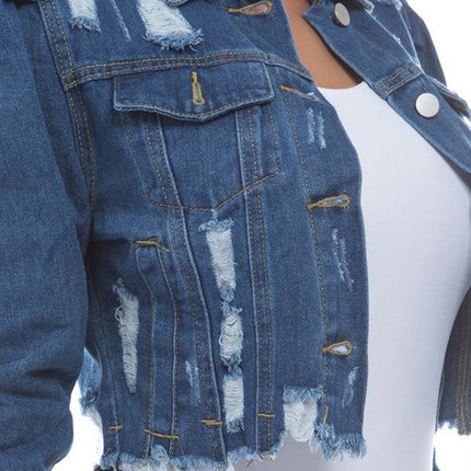 WOMEN FASHION DENIM CROP JACKET