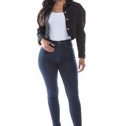 WOMEN FASHION DENIM CROP JACKET