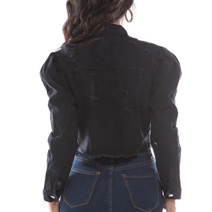 WOMEN FASHION DENIM CROP JACKET