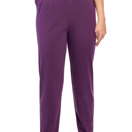 Women's Knit Pull on Pants - Cotton Blend with Flat Front waistband