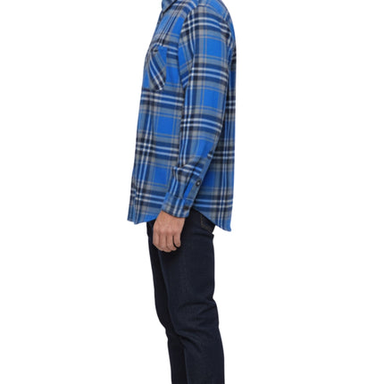 Men's Heathered Fleece Overshirt with Chest Pockets and Tortoise-shell patterned Buttons