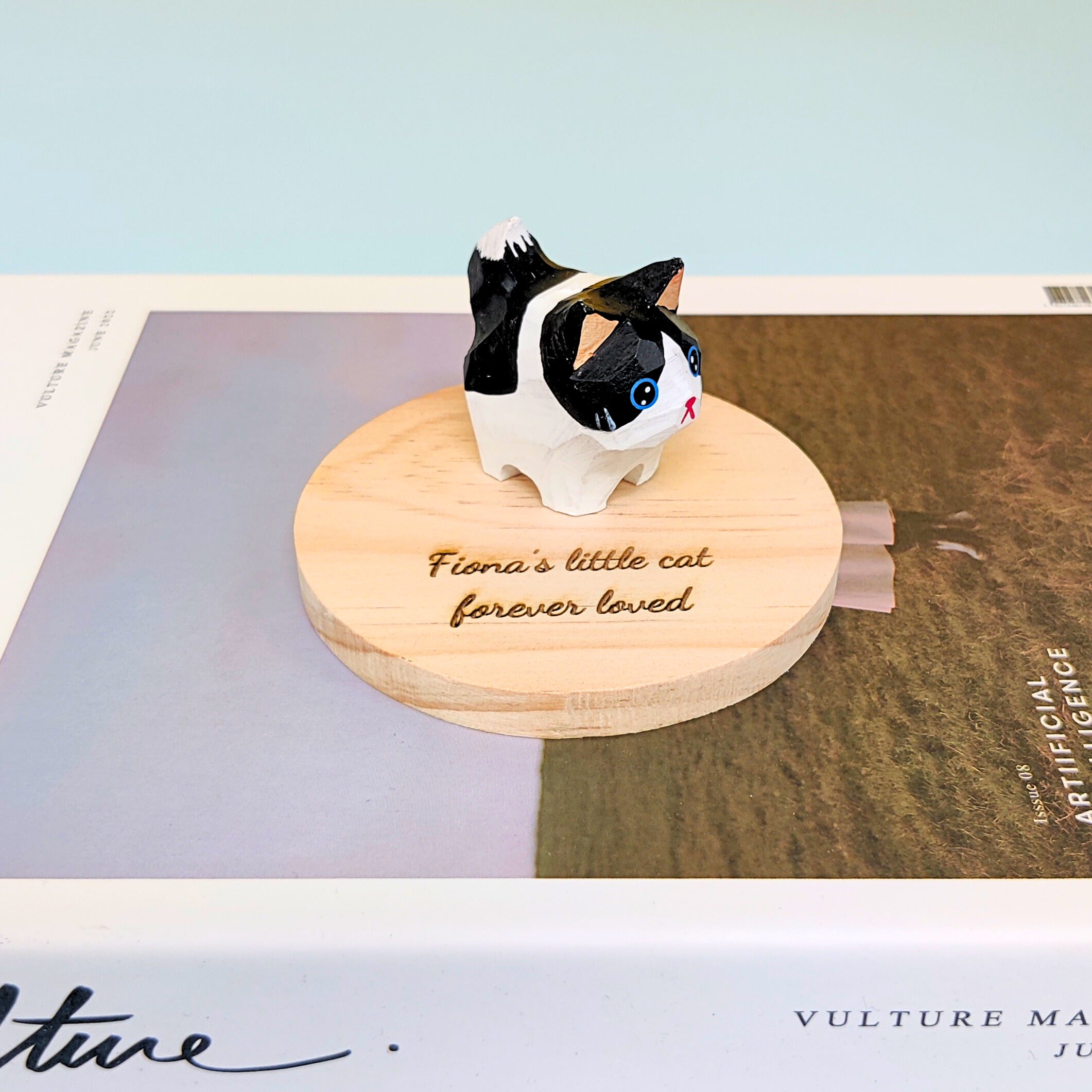 Hand-Carved Wooden Cats, Personalized Gift for Cat Lovers