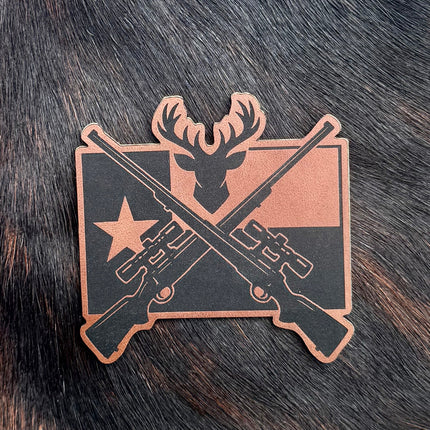 Engraved Deer Hunting Texas Flag