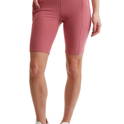 Turtle Bay New York Women's Compressed Double Knit Cycle Shorts in Polyester Blend Fabric with Side Phone Pockets