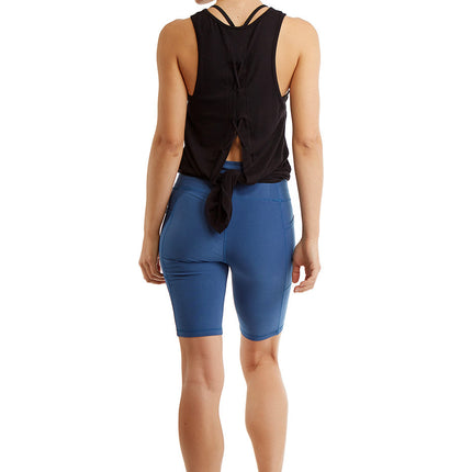 Turtle Bay New York Women's Compressed Double Knit Cycle Shorts in Polyester Blend Fabric with Side Phone Pockets
