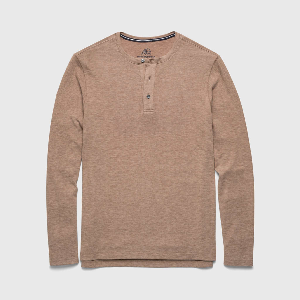 Sean Ultra Soft Classic Henley - Camel Heather