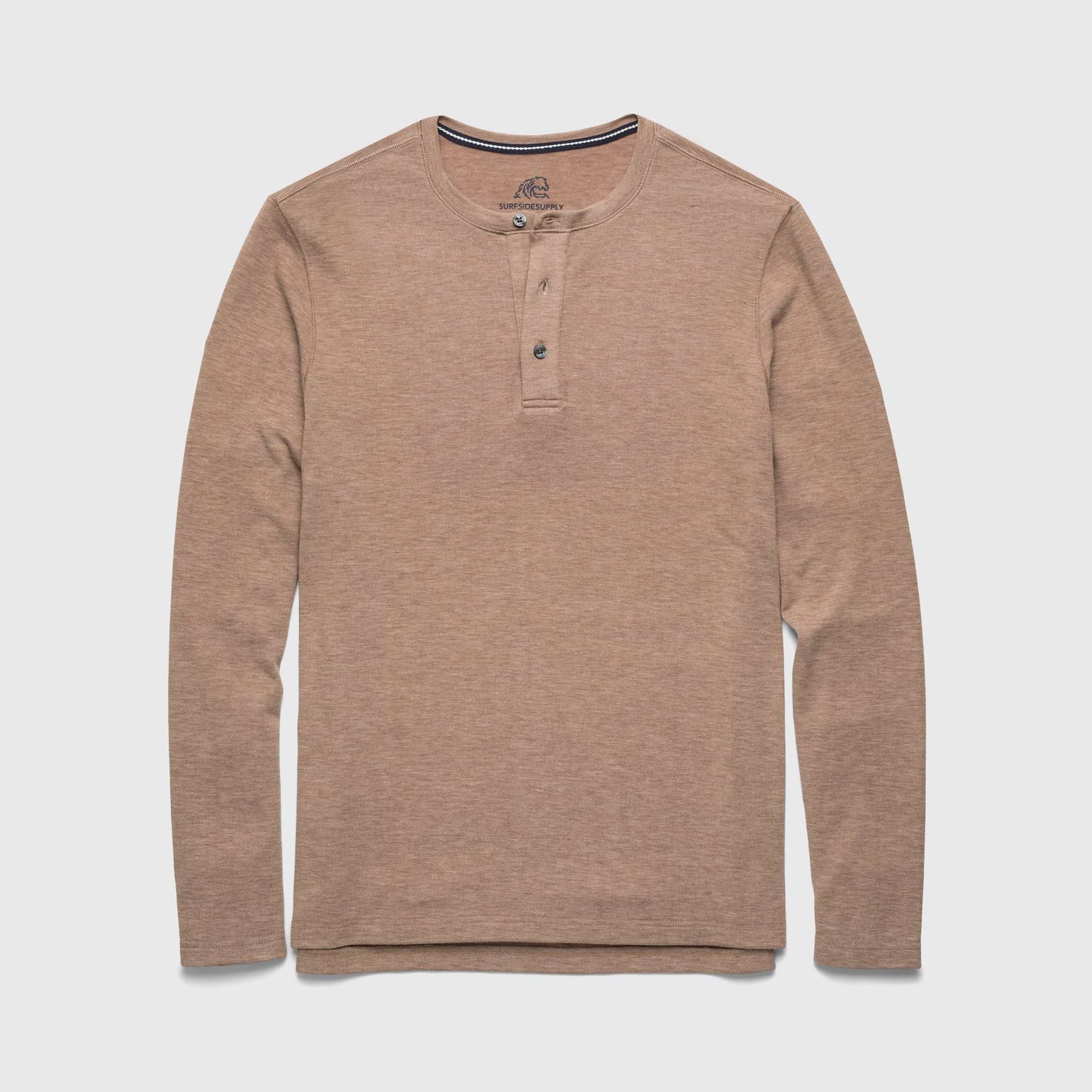 Sean Ultra Soft Classic Henley - Camel Heather
