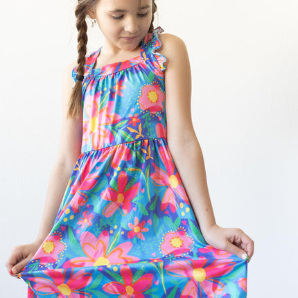 Springing Around Ruffle Cross Back Dress