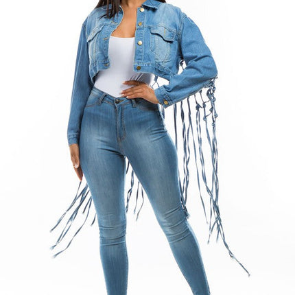 WOMEN FASHION DENIM CROP JACKET