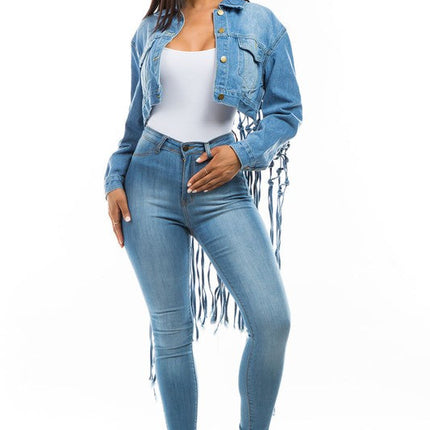 WOMEN FASHION DENIM CROP JACKET