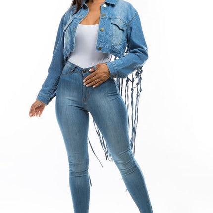 WOMEN FASHION DENIM CROP JACKET