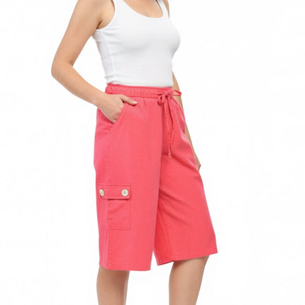 Women's 100% Calcutta Cotton Split Skirt Culottes with Cargo Pockets