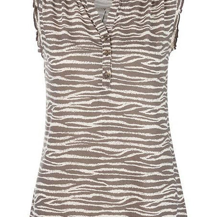 Zebra Ruffle Detail Tank
