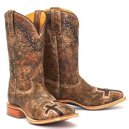 Tin Haul 3:16 With Bible Verse - Men's Leather Cowboy Boot