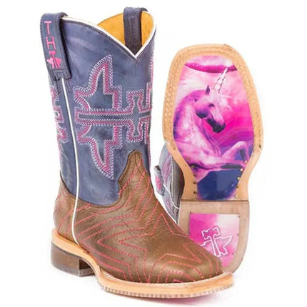 Tin Haul Starlight / Unicorn Sole (Purple) - Little Kids/Big Kids Leather Cowgirl Boots