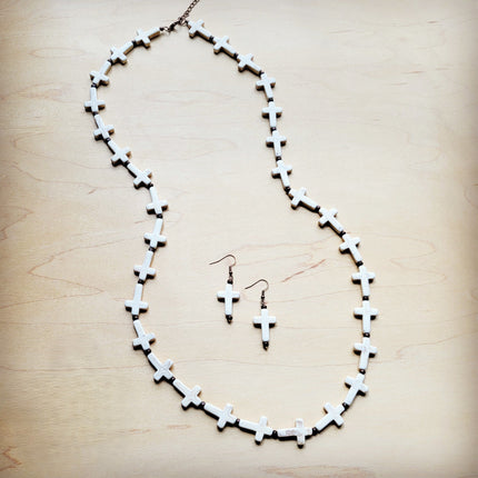 White Turquoise Cross Earrings 220x