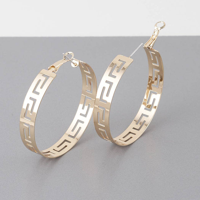 Small Aztec Pattern Hoop Earrings