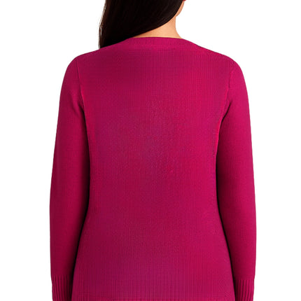Women's Open Front Curved Hem Pointelle Shrug in Soft Acrylic