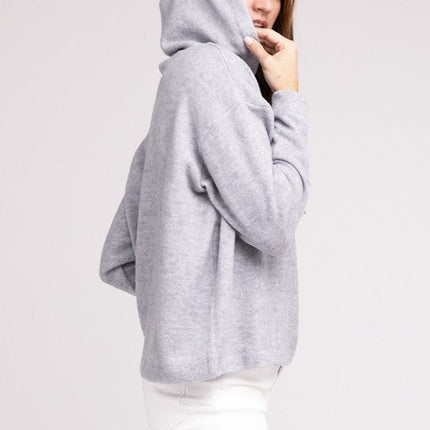 Hooded Brushed Melange Hacci Sweater