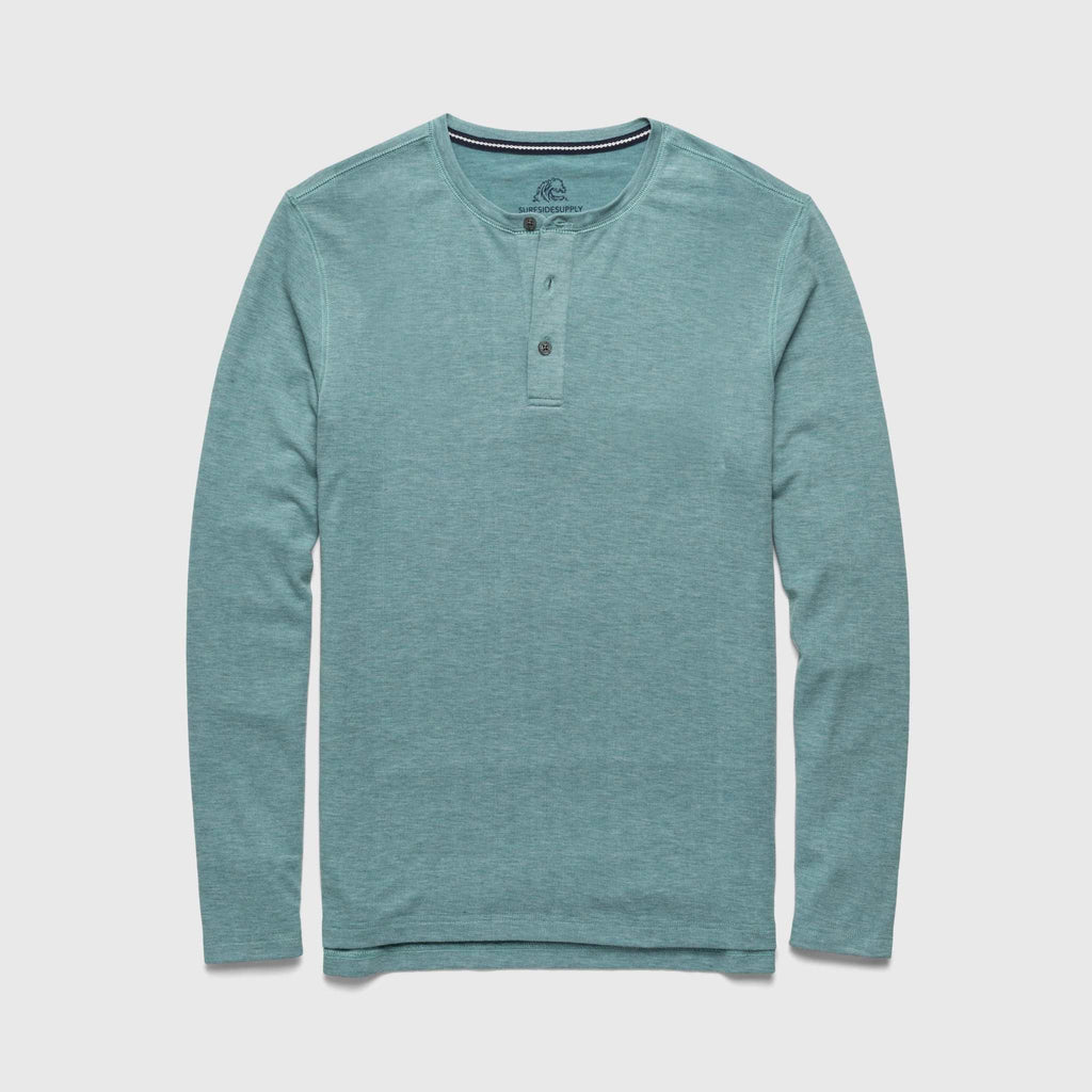 Sean Ultra Soft Classic Henley - Aqua Heather