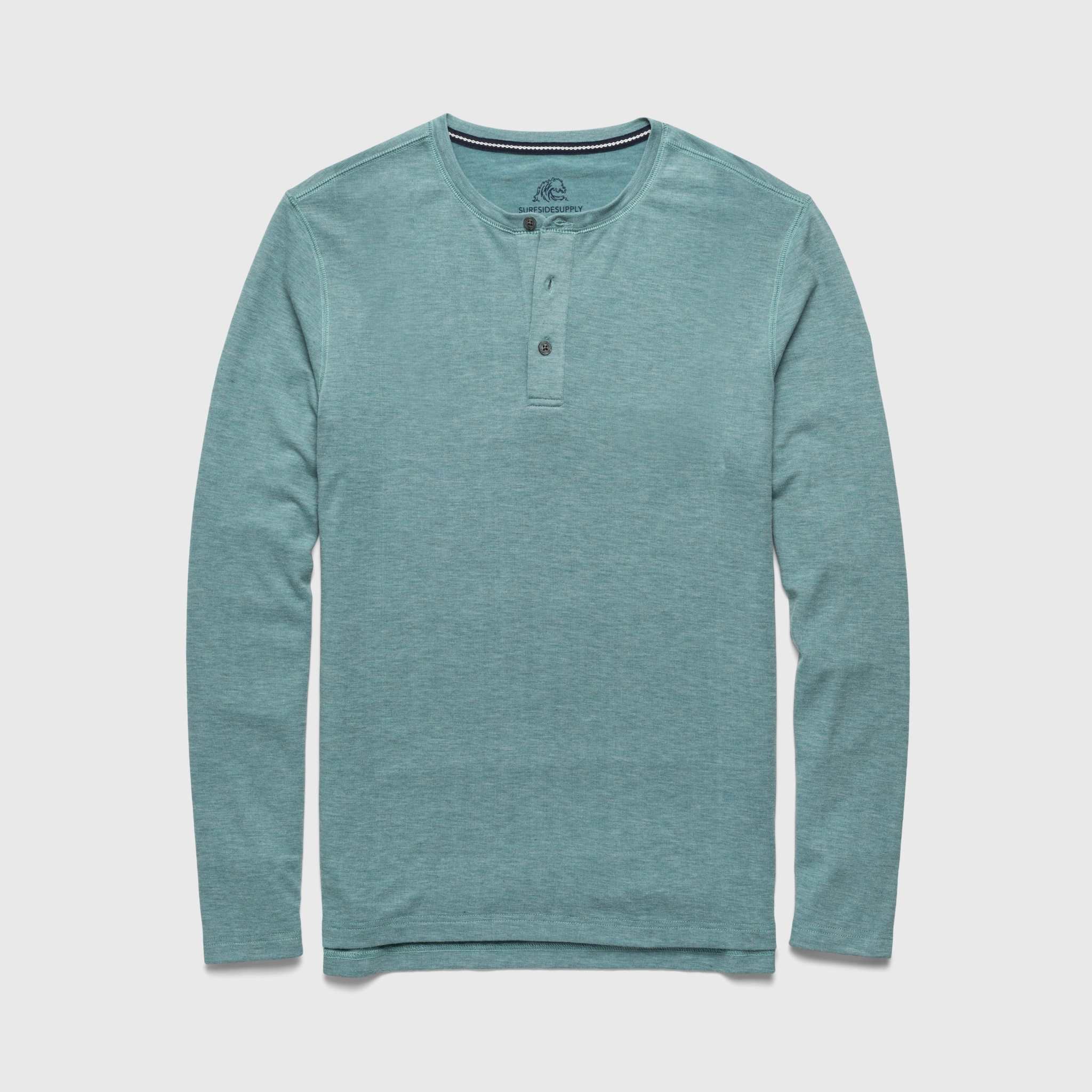 Sean Ultra Soft Classic Henley - Aqua Heather