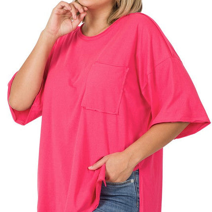 Plus Row Edge High-Low Hem Box Top