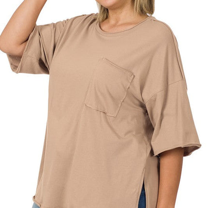 Plus Row Edge High-Low Hem Box Top