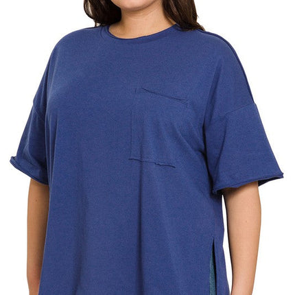 Plus Row Edge High-Low Hem Box Top