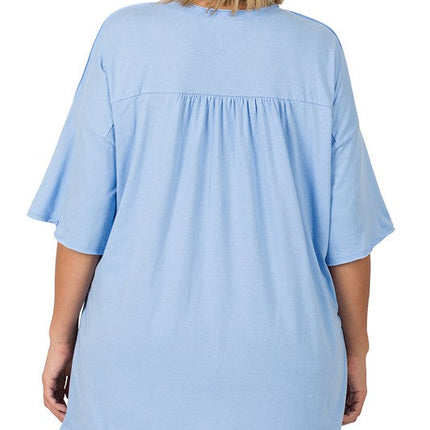 Plus Row Edge High-Low Hem Box Top