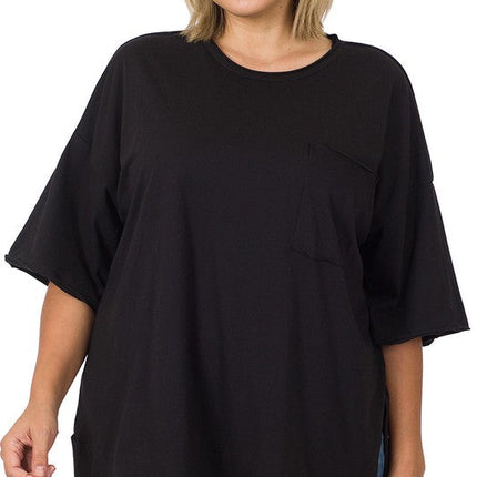 Plus Row Edge High-Low Hem Box Top
