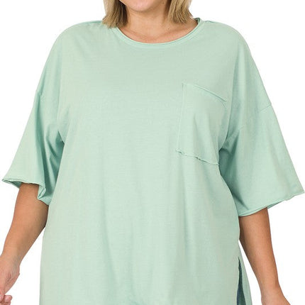 Plus Row Edge High-Low Hem Box Top