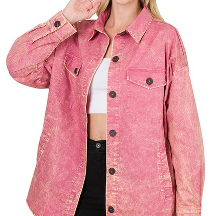 Premium Cotton Woven Vintage Washed Shacket