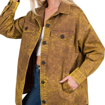 Premium Cotton Woven Vintage Washed Shacket
