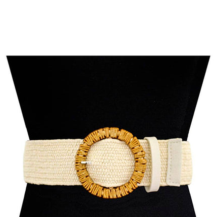 Rattan Stretch Circle Buckle Belt