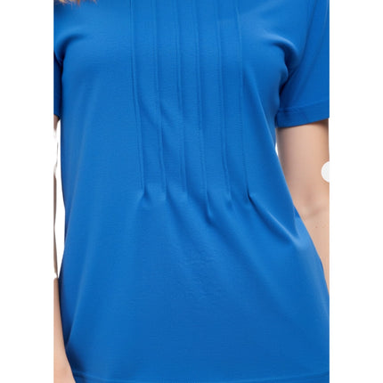 Women's Short Sleeve Cotton Knit T-shirt in Pintuck Style