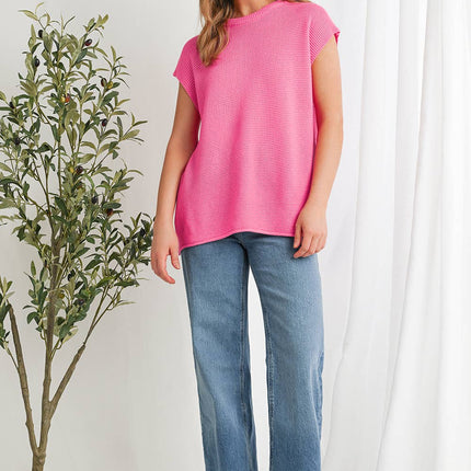 Pink Round Neck Sweater Top