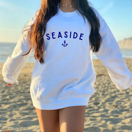 Seaside with Anchor CrewNeck Sweatshirt