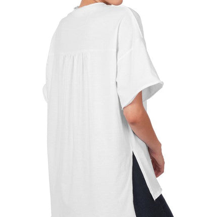 Raw Edge Hi-Low Hem Box Top