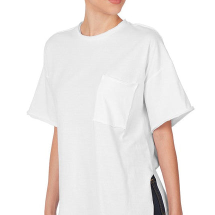 Raw Edge Hi-Low Hem Box Top