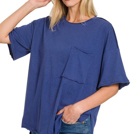 Raw Edge Hi-Low Hem Box Top