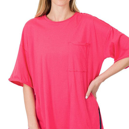 Raw Edge Hi-Low Hem Box Top
