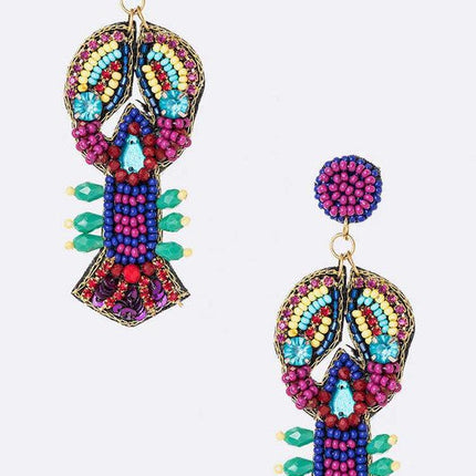 Mix Beads Crawfish Iconic Earrings