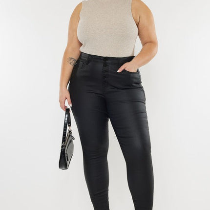 Plus High Rise Coated Ankle Skinny Jeans