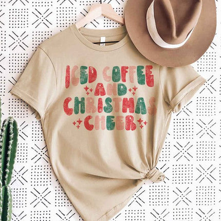 ICED COFFEE CHEERS GRAPHIC PLUS SIZE TEE / T-SHIRT