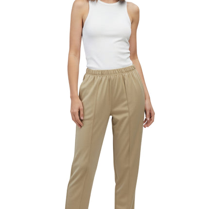 Womens Classic Poly Knit Pants - Pull On Slacks with Elastic Waist