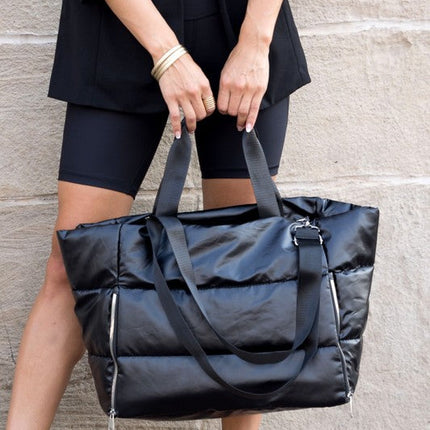 Metallic Puffer Tote