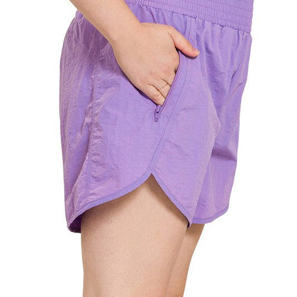 Plus Windbreaker Smocked Waistband Running Shorts