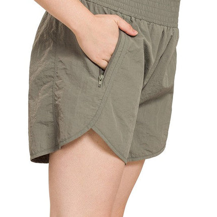 Plus Windbreaker Smocked Waistband Running Shorts