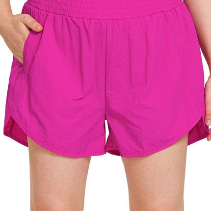 Plus Windbreaker Smocked Waistband Running Shorts