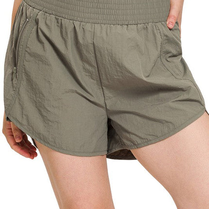 Plus Windbreaker Smocked Waistband Running Shorts